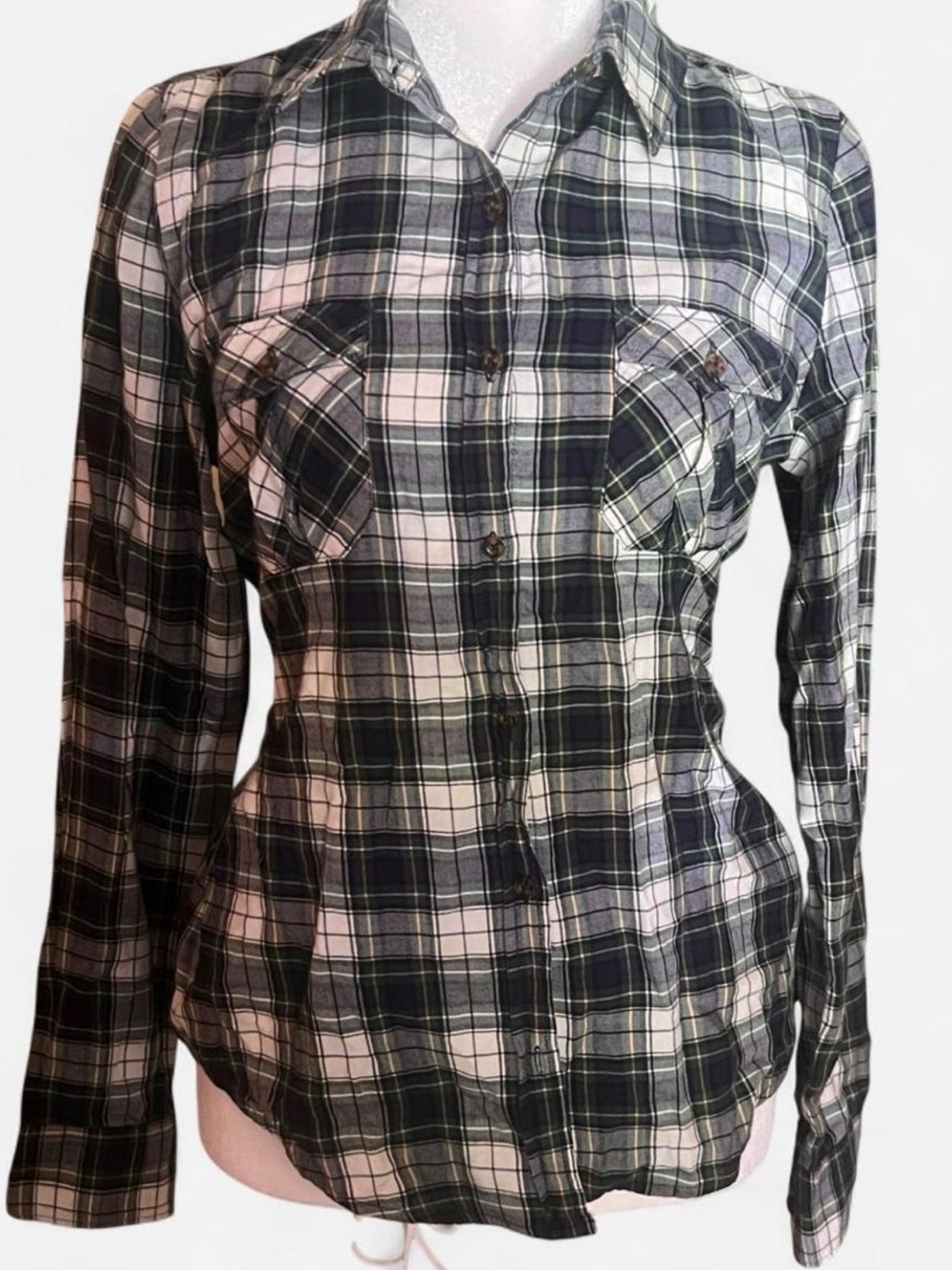 Forever 21 Black and White Plaid Button-Down Shirt